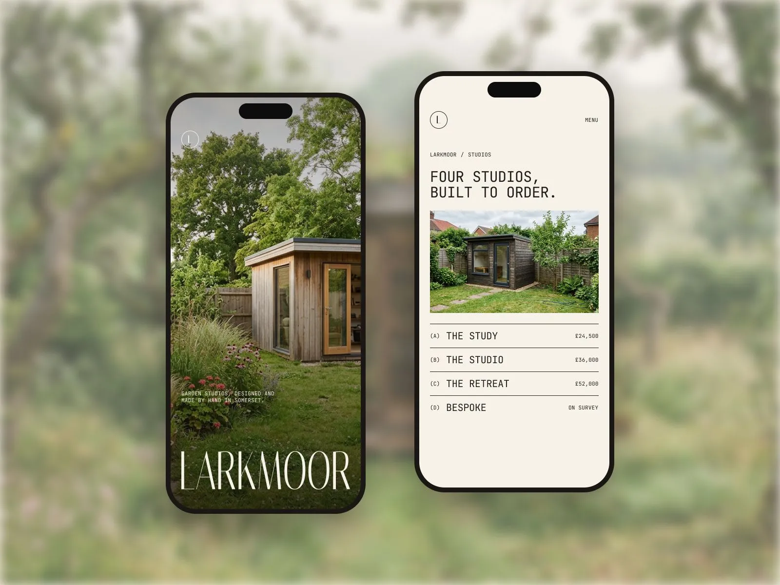 Larkmoor website on mobile