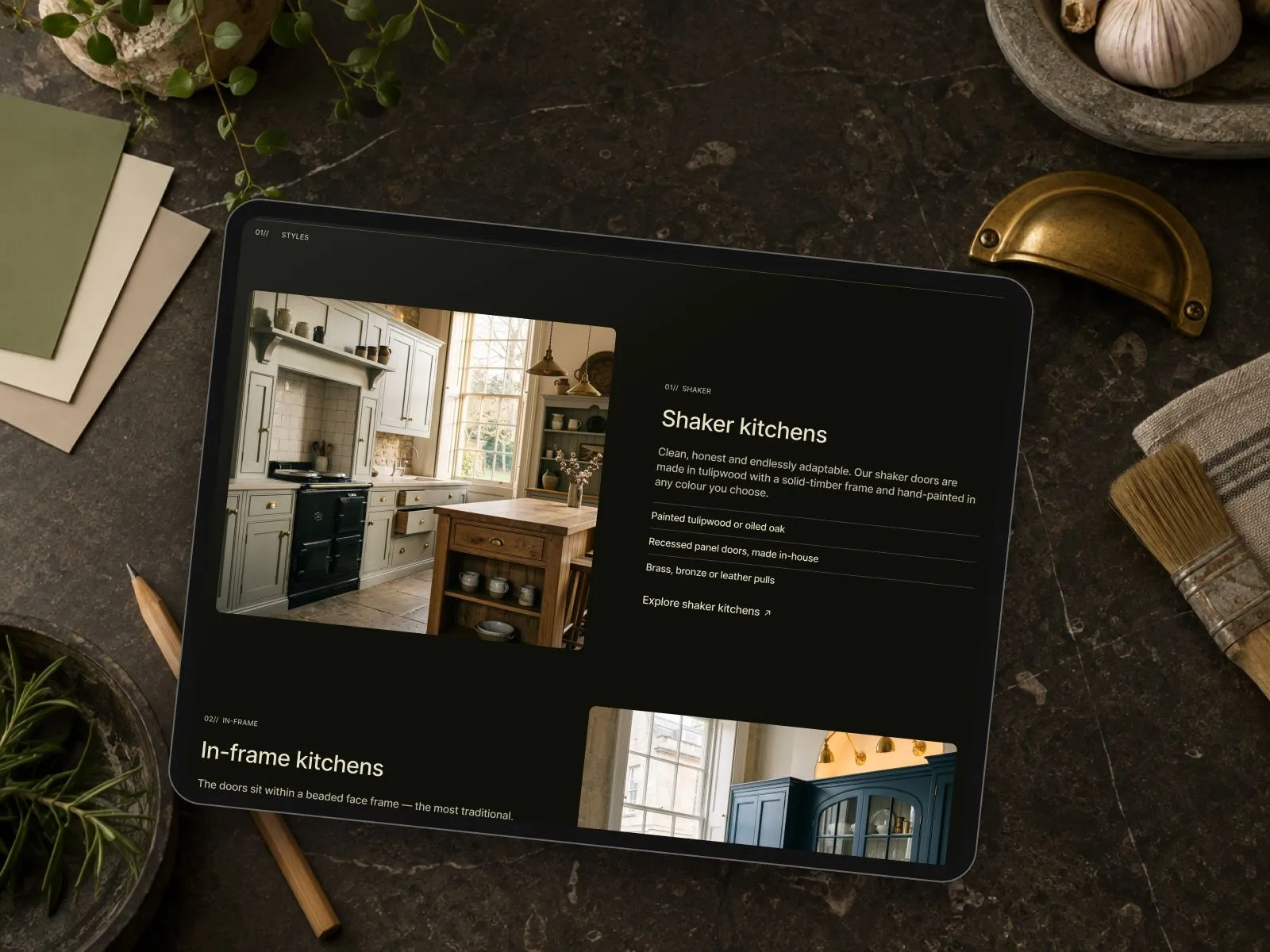 Ashcombe & Rowe website on a tablet