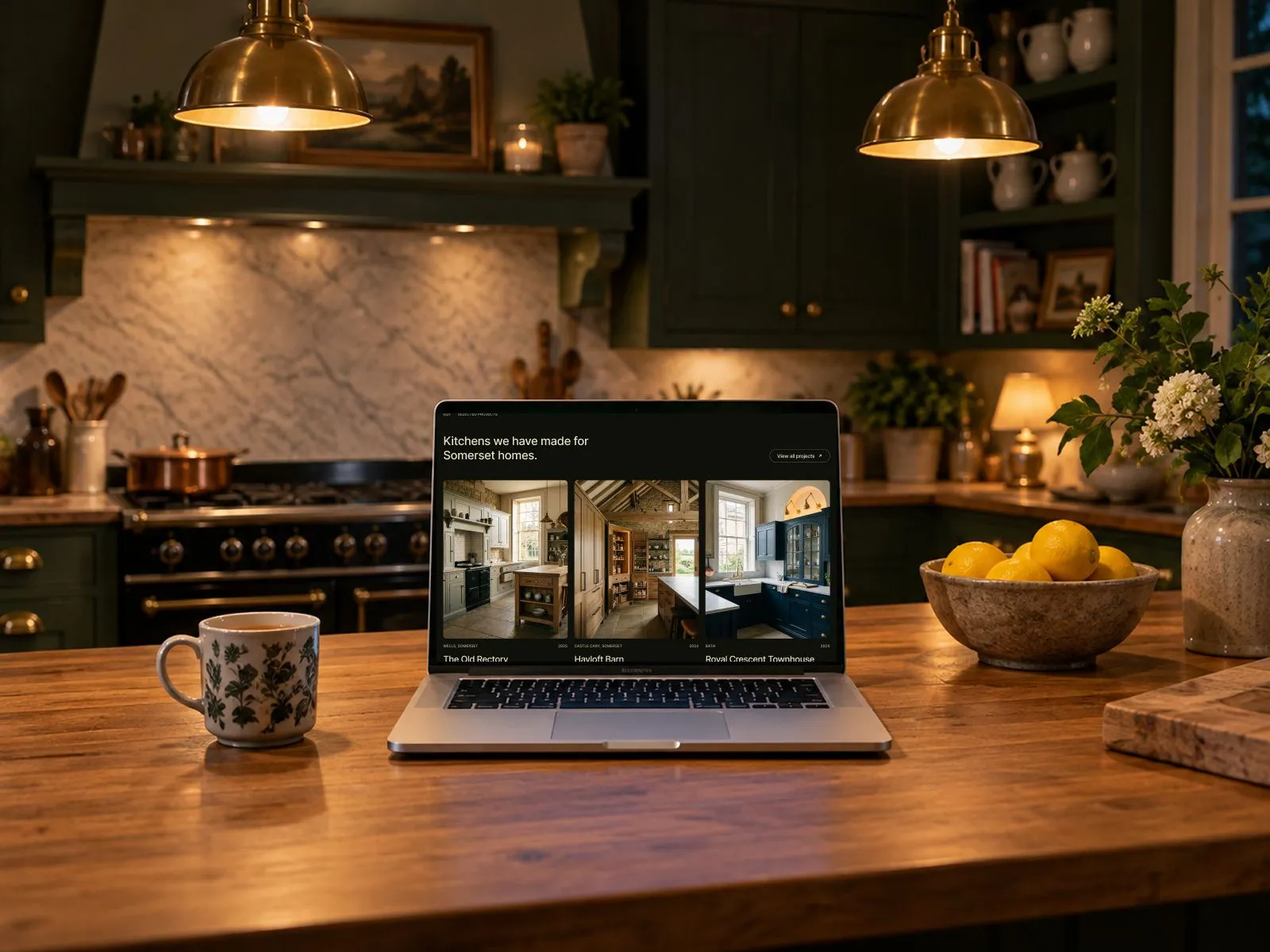 Ashcombe & Rowe website on a laptop