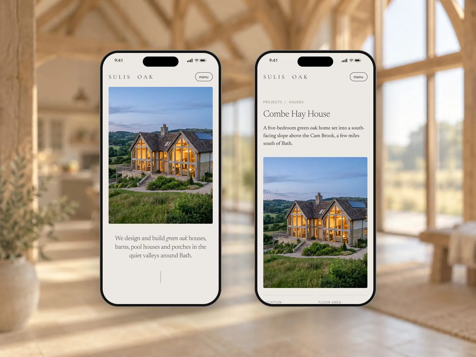 Sulis Oak website on mobile