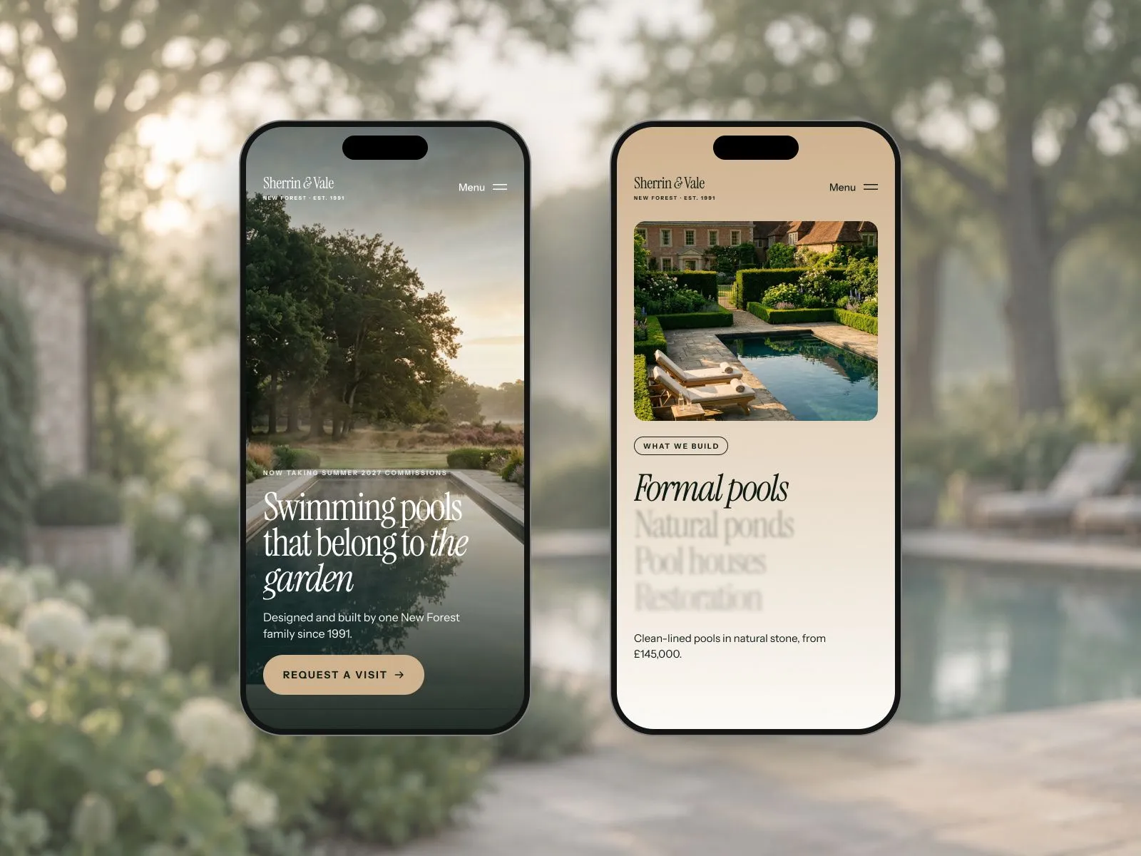Sherrin & Vale website on mobile